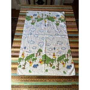 Vintage Winnie The Pooh Receiving Blanket Hundred Acre Wood 1970s Retro Flannel